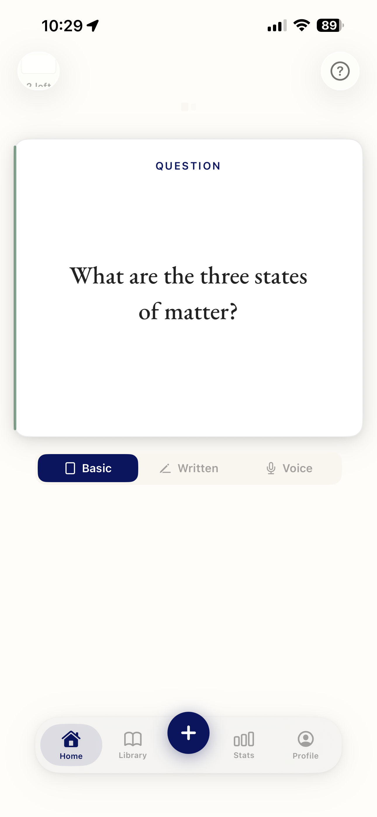 Neemo review — flashcard question